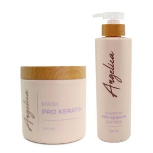 סט שמפו 500ML ומסכת 'פרו קרטין' ללא מלחים לשיער יבש מאוד | אנג'ליקה
