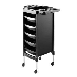 עגלת שירות עם מגרות נשלפות צבע שחור למספרה